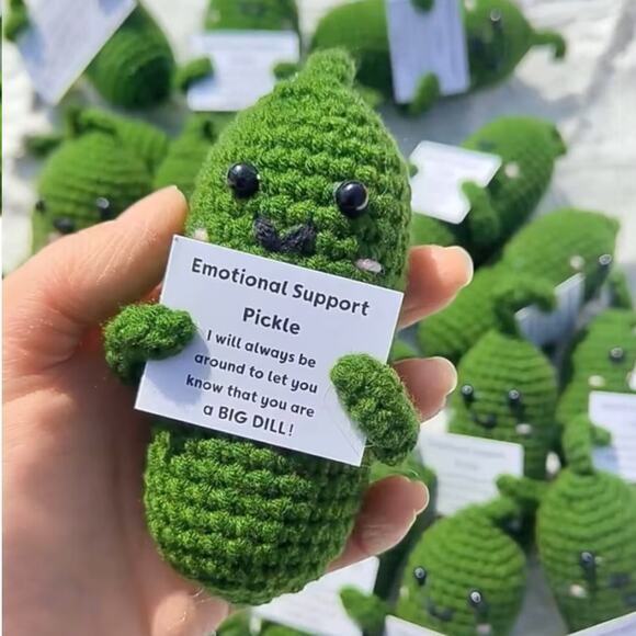 Handmade Emotional Support Pickle Plush Funny Stress Relief Desk Buddy Big Dill - Picture 11 of 11